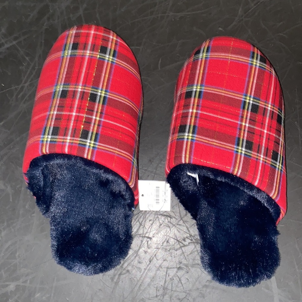J.crew Sherpa-lined slippers in plaid NWT - Picture 3 of 7